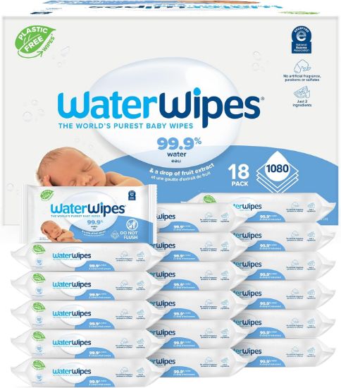 Picture of WaterWipes Sensitive+ Newborn & Baby Wipes, 3-In-1 Cleans, Cares, Protects, 99.9% Water, Unscented & Hypoallergenic